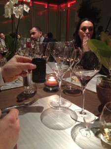 One of the best laughs I had all year....a massive wine glass during a dinner at Identita' Golose. A fellow guest held his BlackBerry up next to it for context! 