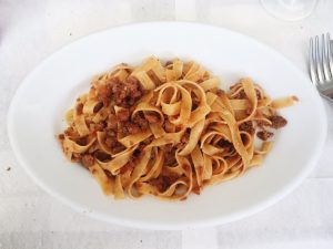 Tagliatelle al ragu at Trattoria Casottel restaurant in Milan