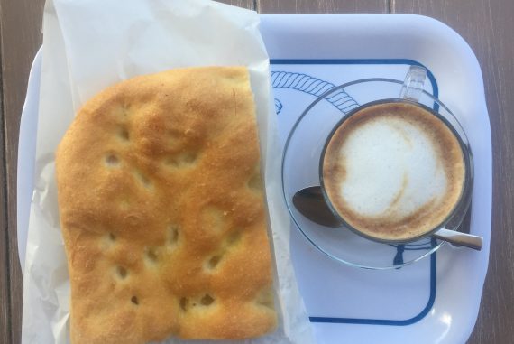 Cappuccino and Focaccia Italian Breakfast